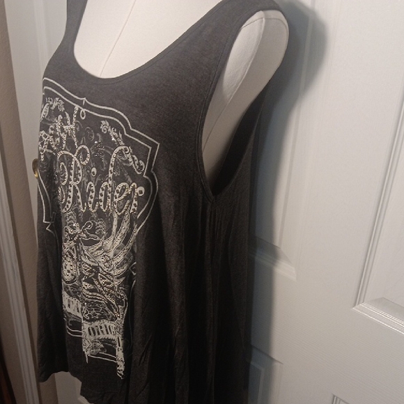 NEW! Vocal Black Graphic "Rough Rider" Tank Top Embellished With Rhinestones - Picture 4 of 12